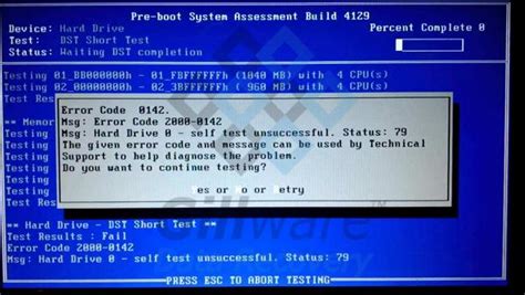 dell hard drive 0 short self test unsuccessful laptop|dell diagnostic error code 0142.